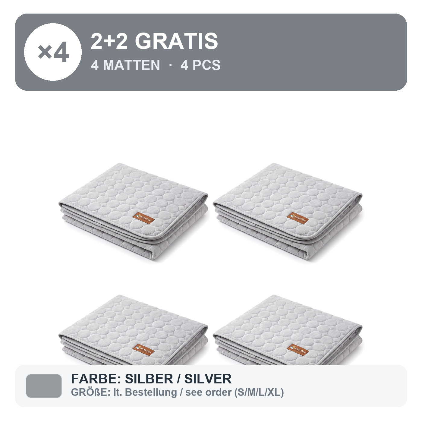 BUNDLE 2+2 = 4 Matten / Silber (Lieferanten-Info)